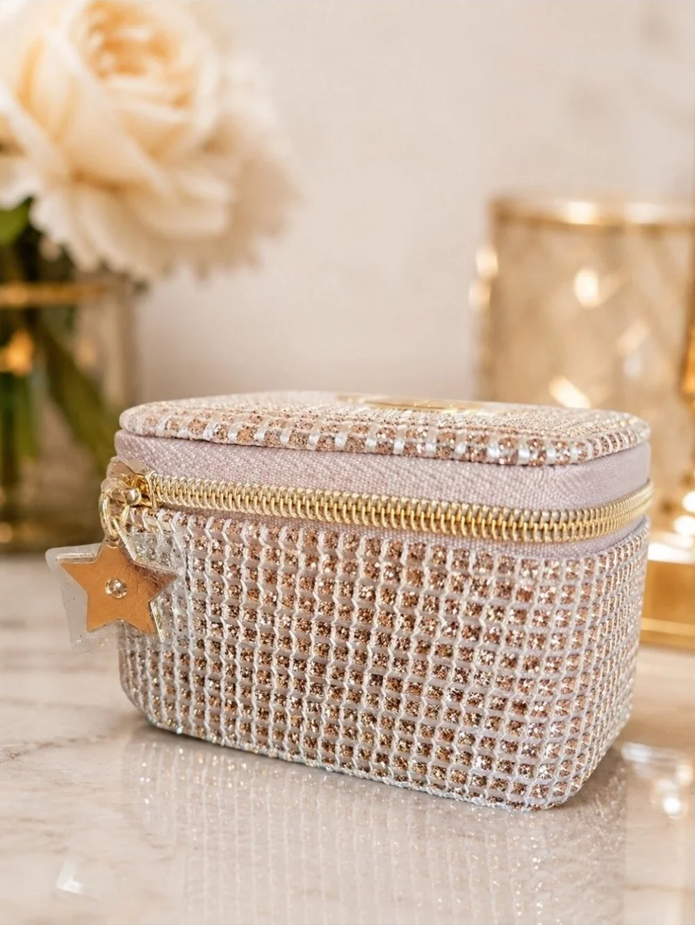 Dior Gold Metallic Compact Jewelry Mirror Vanity Case NEW GWP